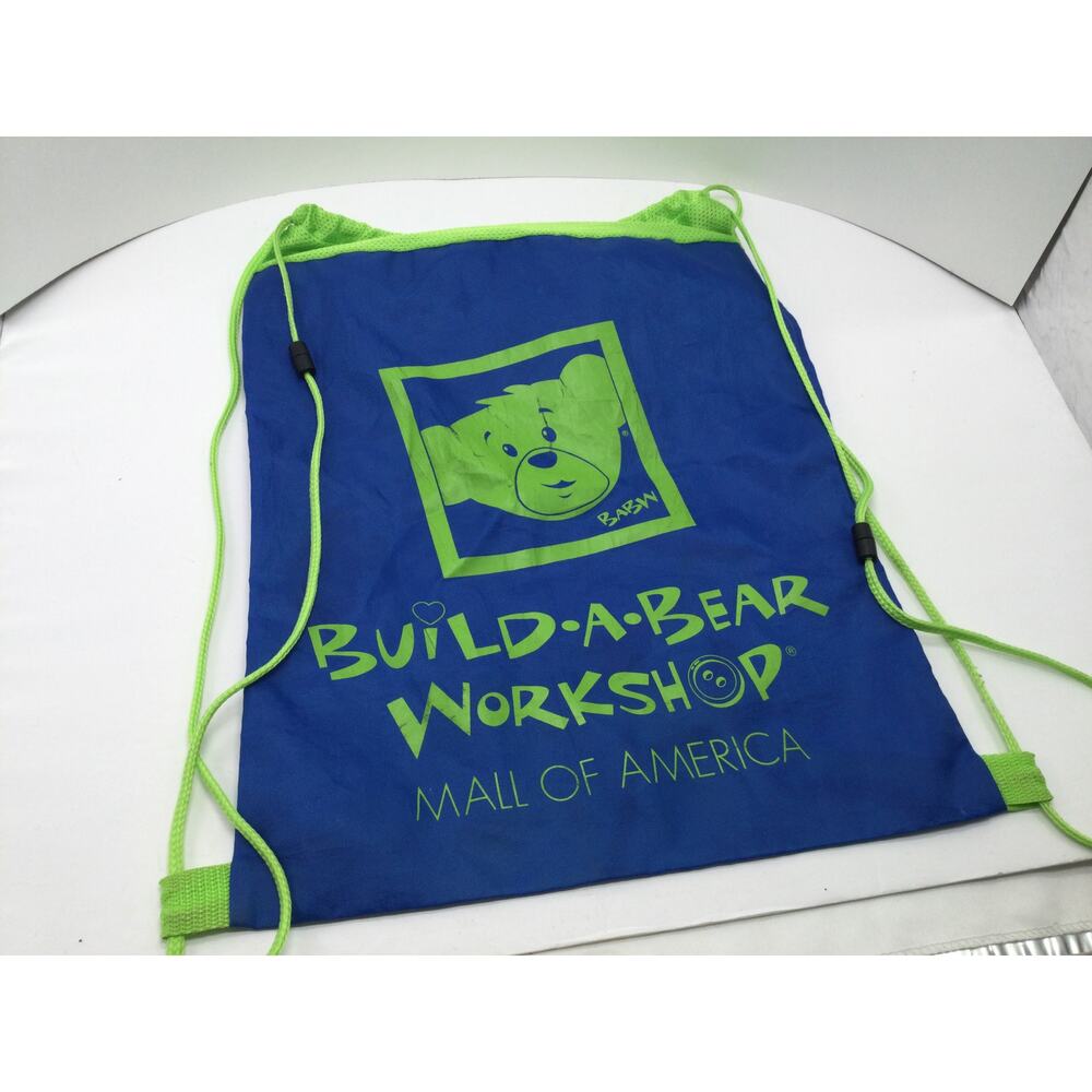 Build A Bear Workshop Blue Drawstring Bear Bag Carrier Rucksack
